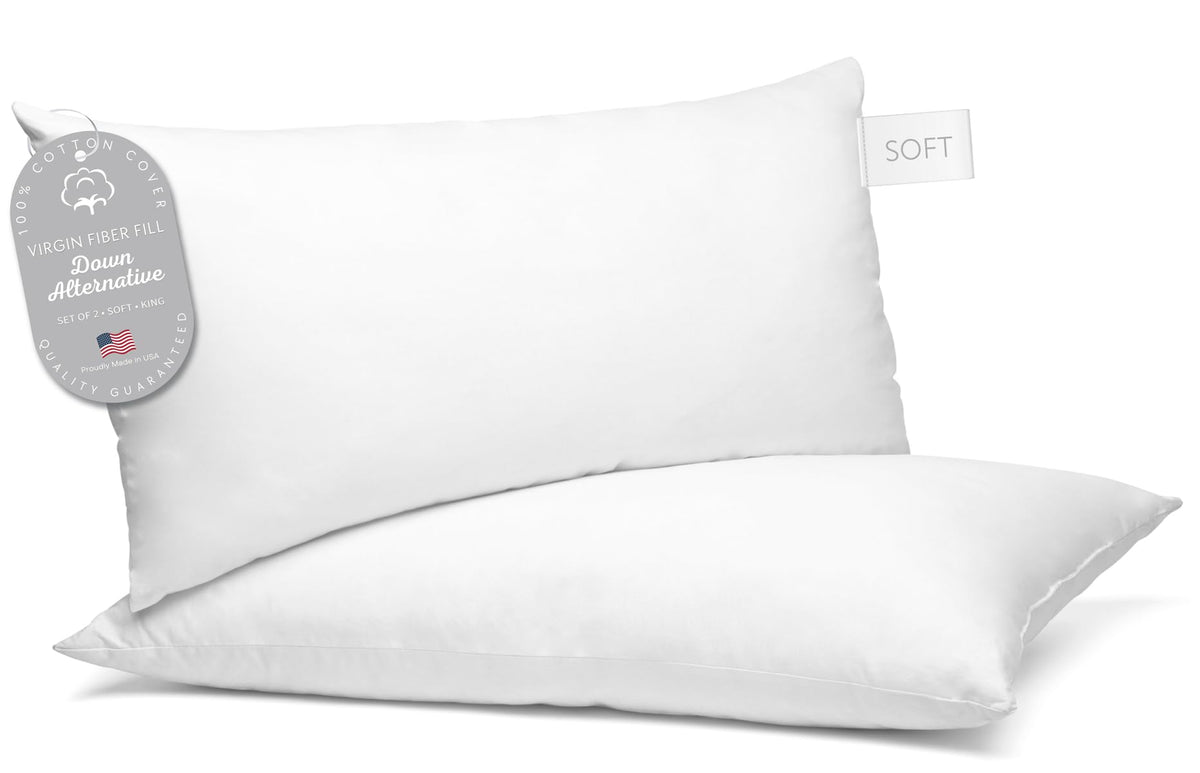 100% Cotton King Size Bed Pillows Set of 2 L78619