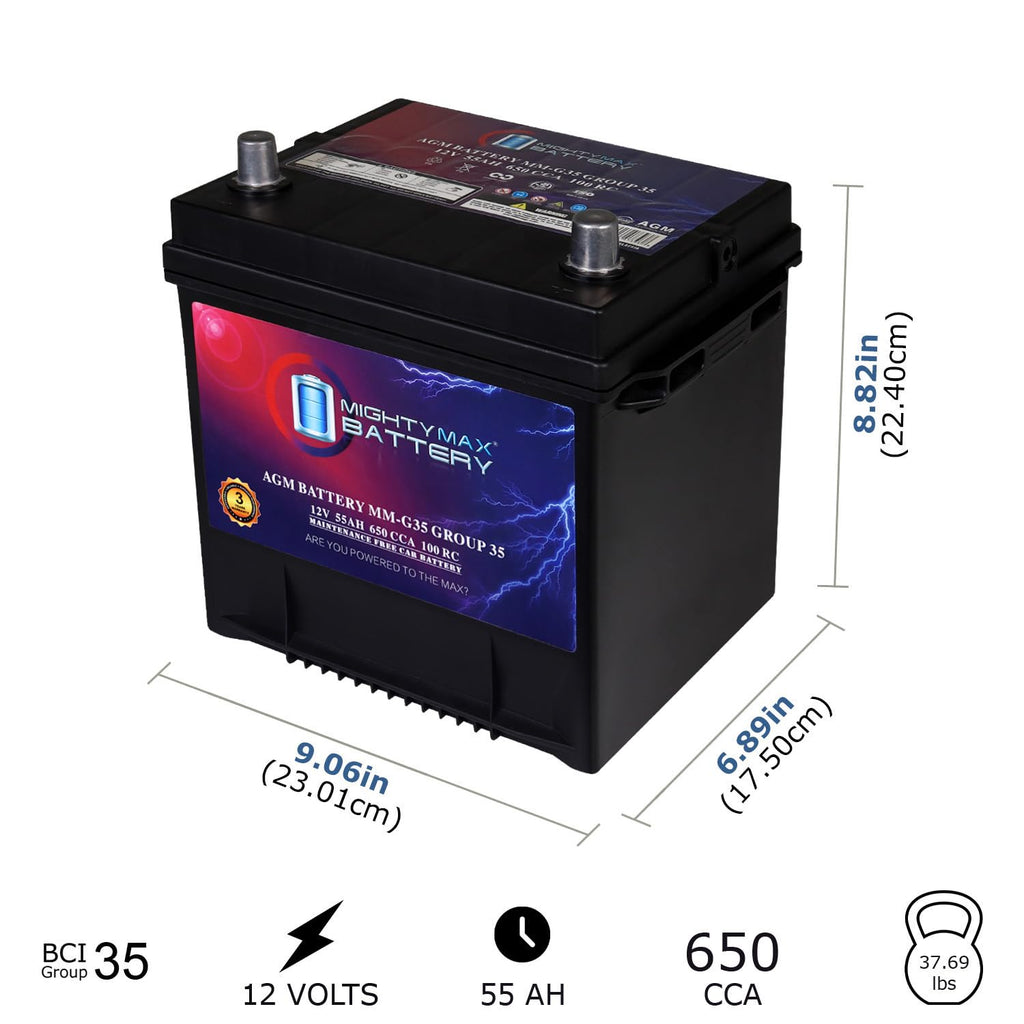 12V 55Ah AGM 650 CCA Group Size 35 Battery Q7348