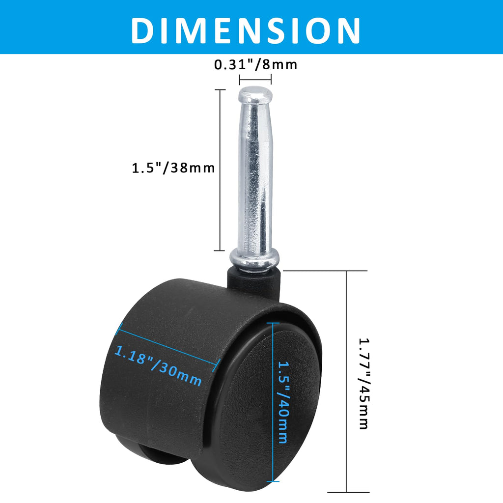 1.5 Inch Swivel Caster Wheels, 4pcs F2389