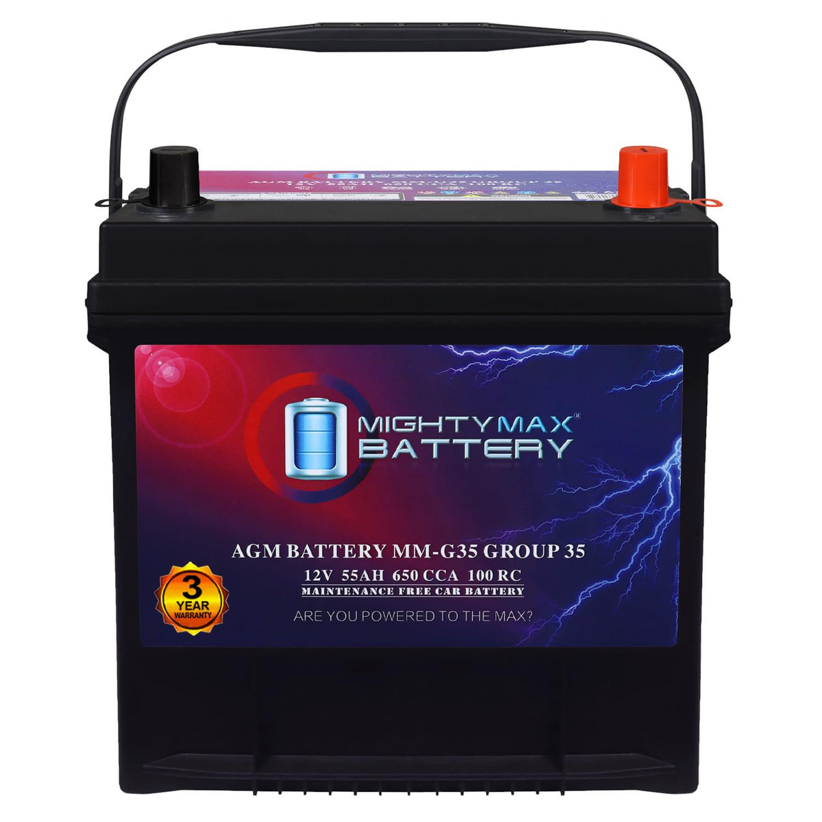 12V 55Ah AGM 650 CCA Group Size 35 Battery Q7348