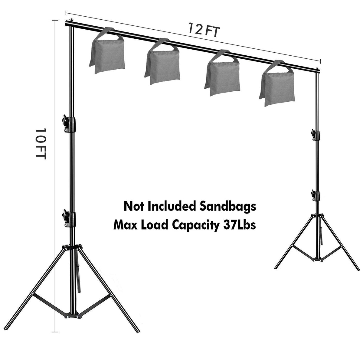 12ft x 10ft Adjustable Photography Backdrop Stand Kit with Carry Bag O642464