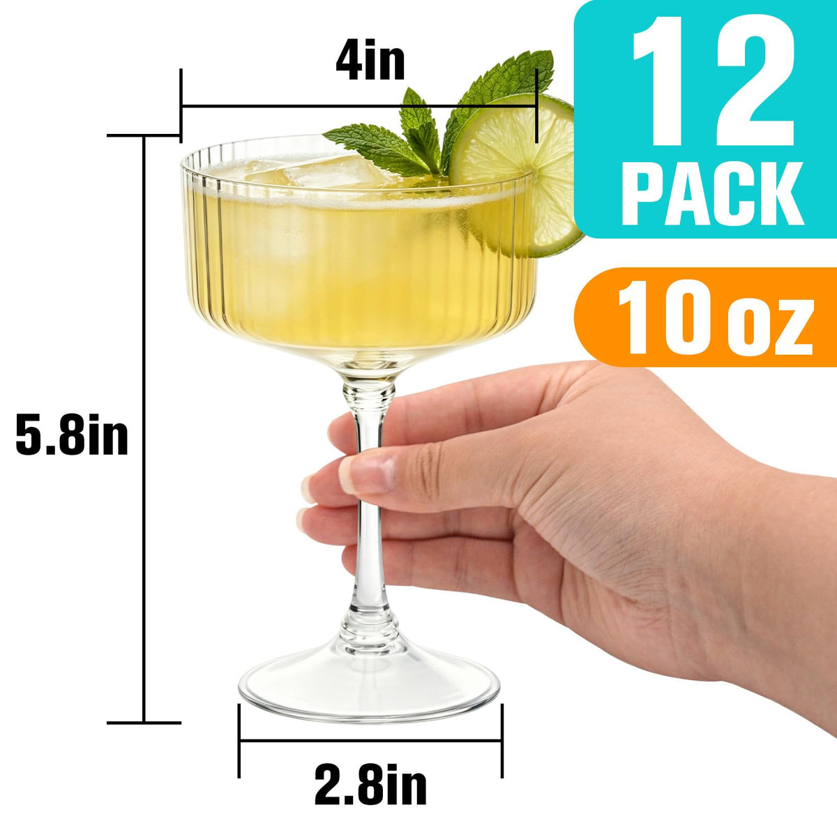 12 Pcs 10oz Plastic Martini Glasses L40006