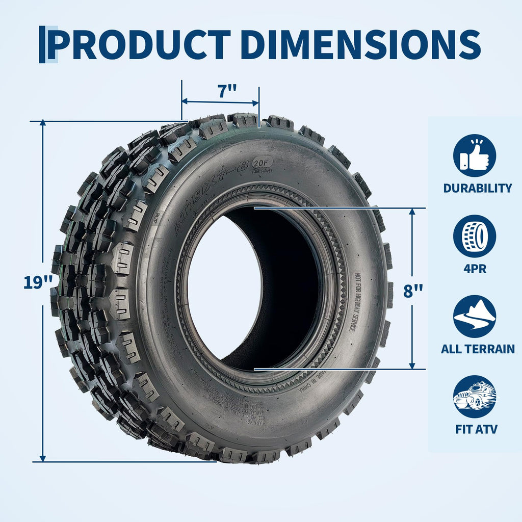 19x7-8 4-Ply Tubeless ATV/UTV Front Tires Set F810