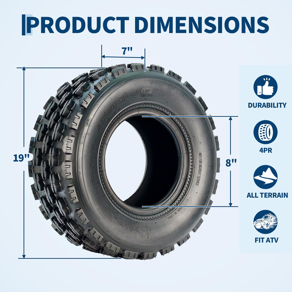 19x7-8 4-Ply Tubeless ATV/UTV Front Tires Set F810