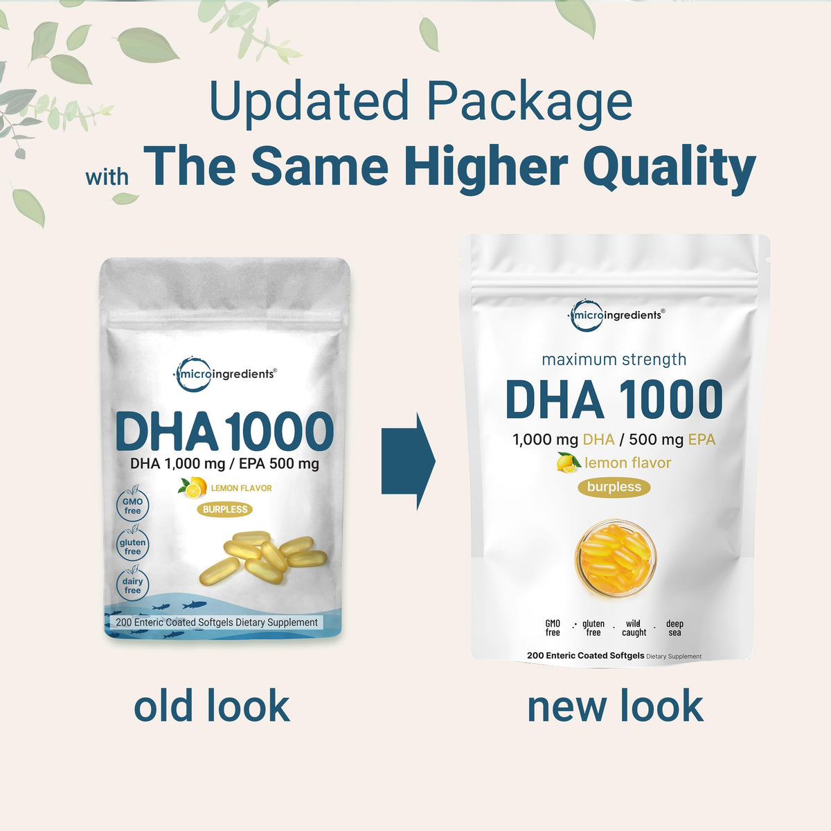 1000mg Omega 3 Fish Oil DHA EPA 200 Softgels C106392