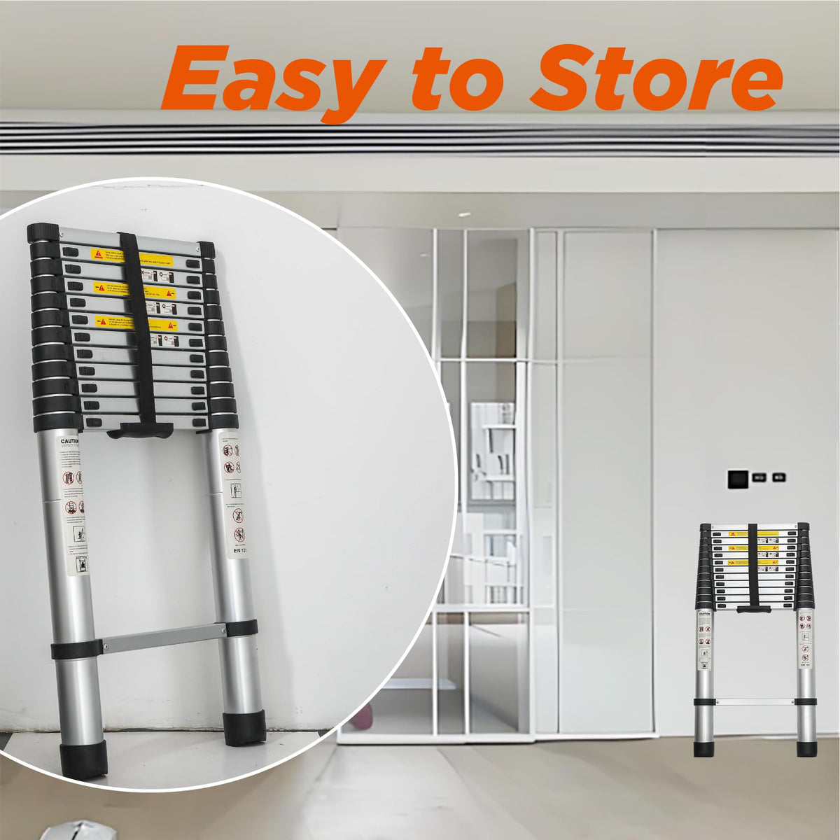 16.5FT Aluminum Telescoping Ladder, 300LB Capacity K45677