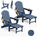 HDPE Folding Adirondack Chairs Set of 2, Navy D819