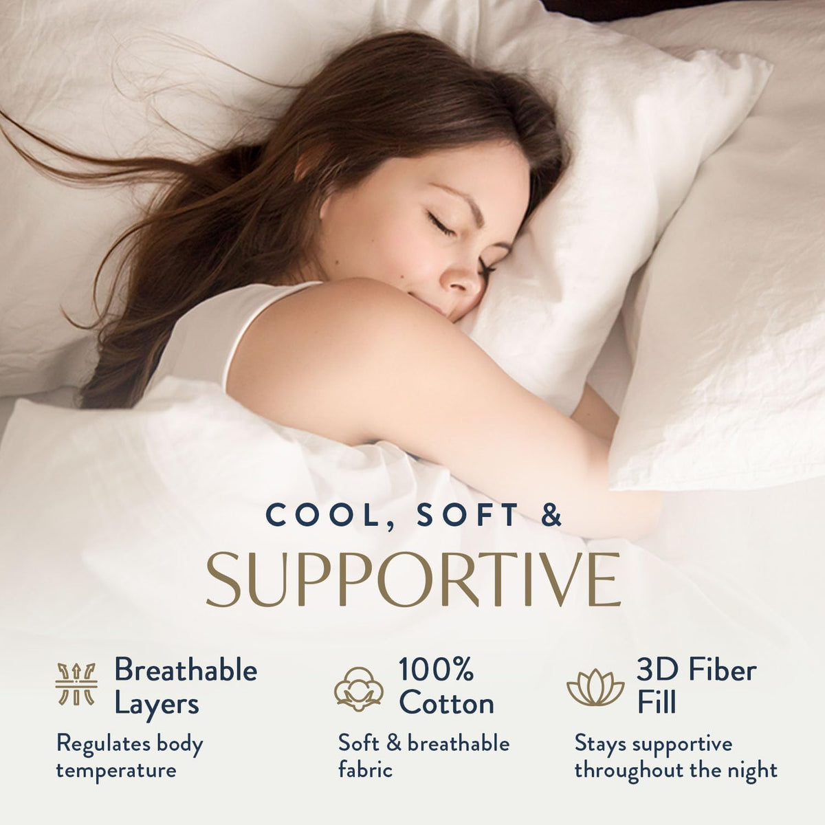 100% Cotton King Size Bed Pillows Set of 2 L78619