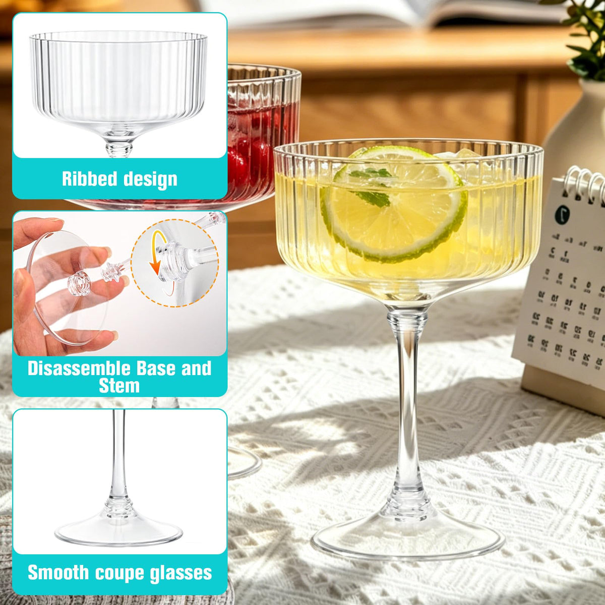 12 Pcs 10oz Plastic Martini Glasses L40006
