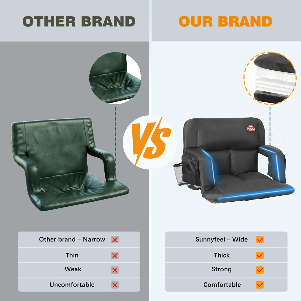4.7" Thick Cushion 6 Reclining Positions Stadium Seat with Back Support B7154