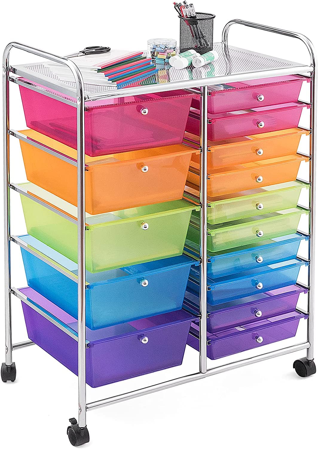 15 Drawer Rolling Storage Cart with Wheels K4848