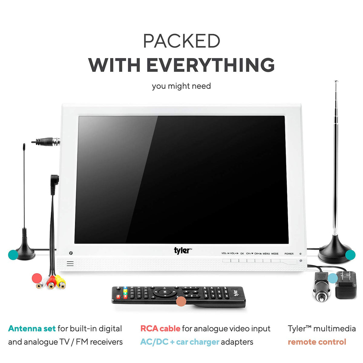 13.3” Portable TV LCD Monitor 1080P Rechargeable Lithium Battery P61138