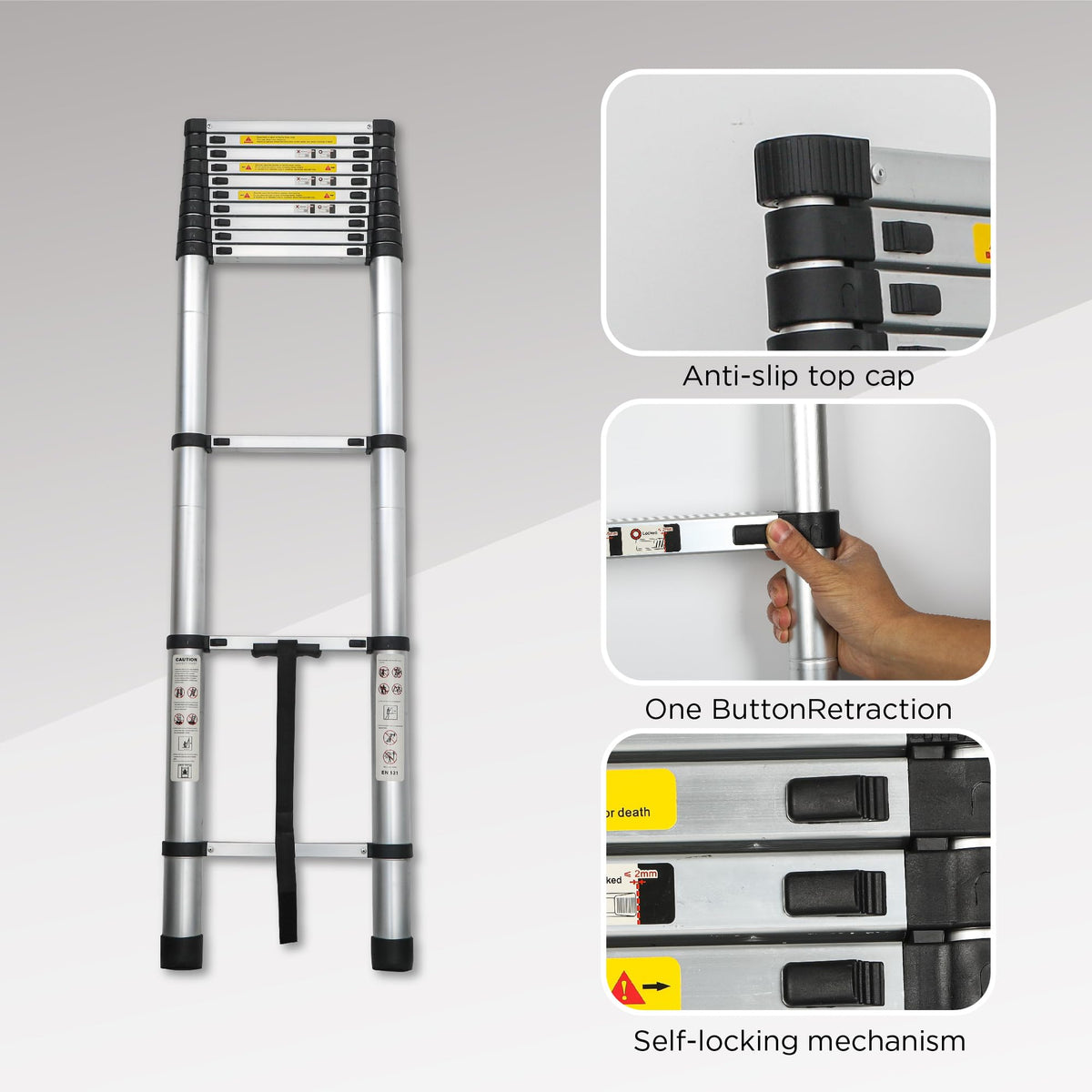16.5FT Aluminum Telescoping Ladder, 300LB Capacity K45677