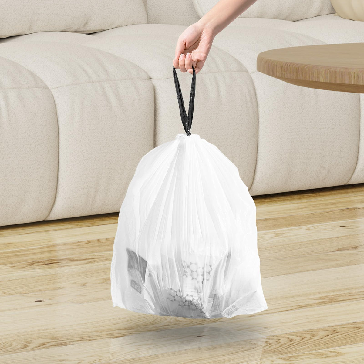 1.6 Gallon Mini Drawstring Trash Bags, 120 Counts White Trash Bin Liners E6747