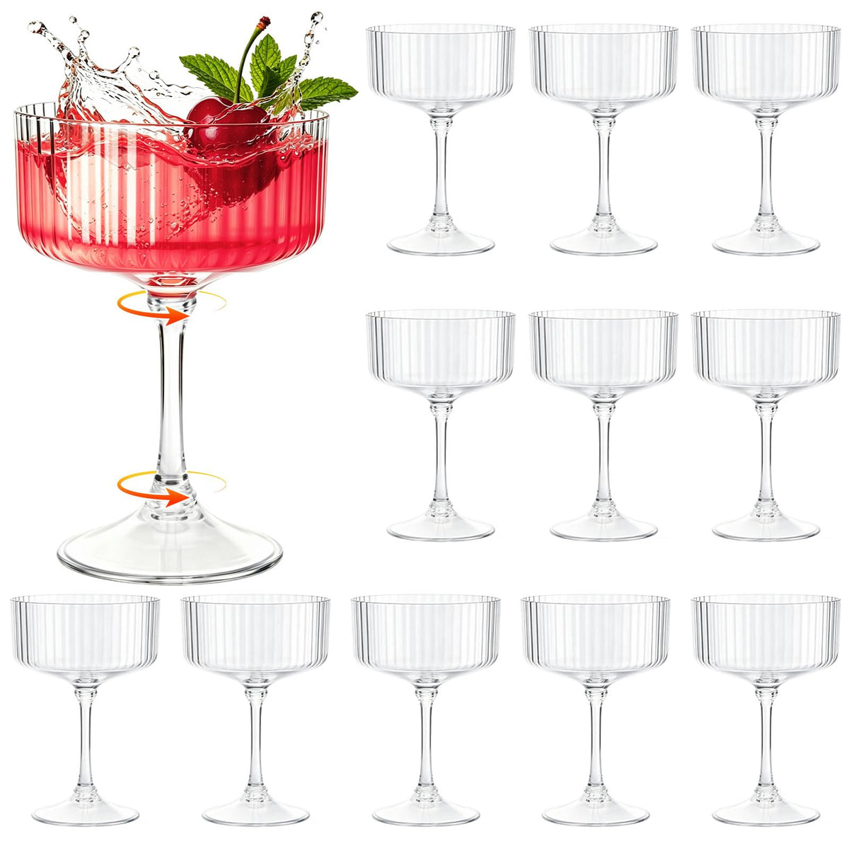 12 Pcs 10oz Plastic Martini Glasses L40006
