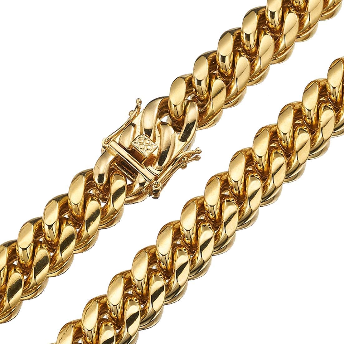 18K Gold Plated Curb Cuban Link Chain Necklace or Bracelet Stainless Steel F840
