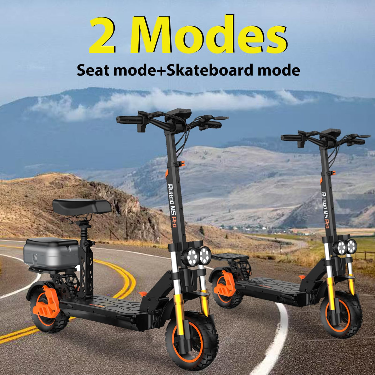 1600 W 50 Miles 40 MPH 10" Off Road Tire Folding E-Scooter 48V 27AH Battery with Detachable Seat N248