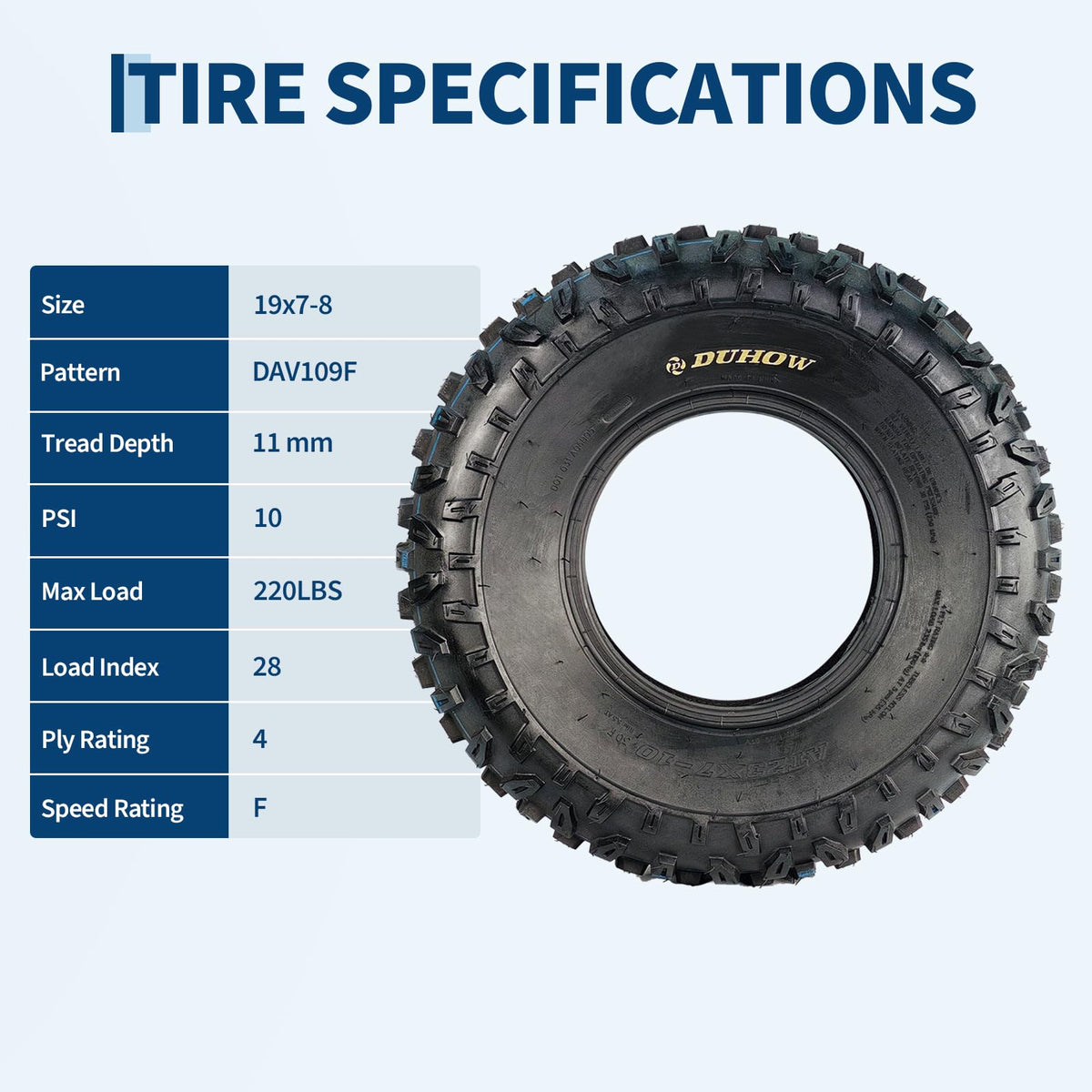 19x7-8 4-Ply Tubeless ATV/UTV Front Tires Set F810