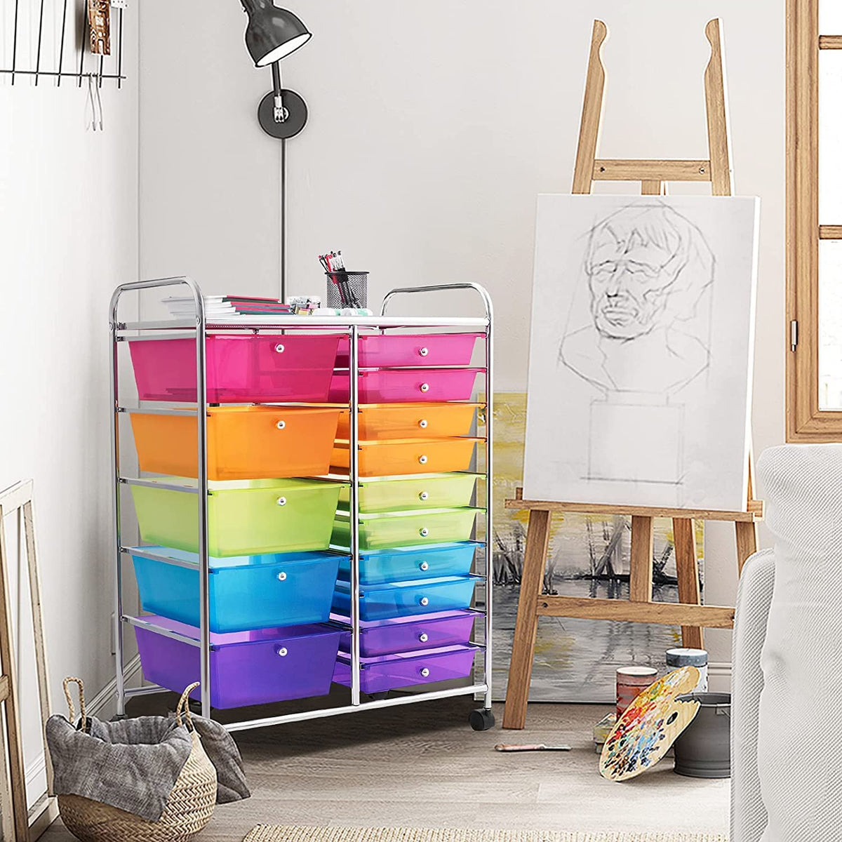 15 Drawer Rolling Storage Cart with Wheels K4848