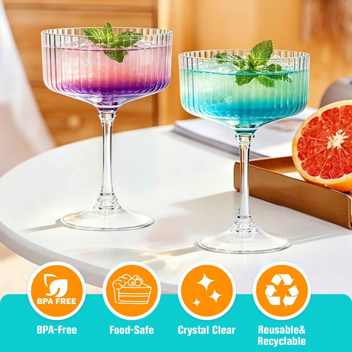 12 Pcs 10oz Plastic Martini Glasses L40006