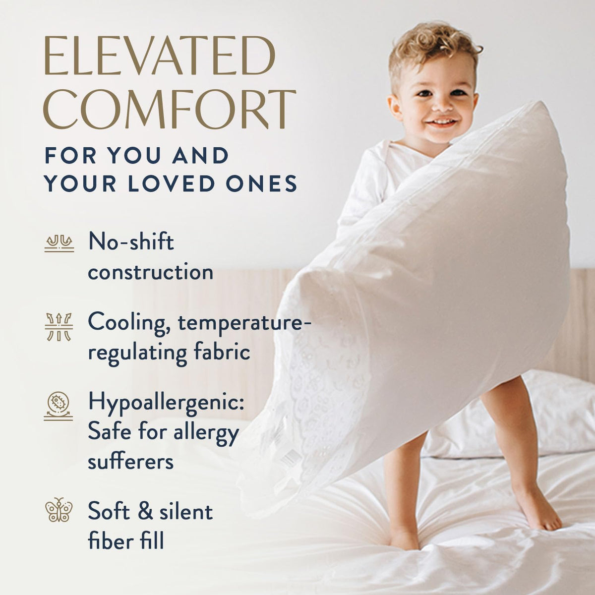 100% Cotton King Size Bed Pillows Set of 2 L78619