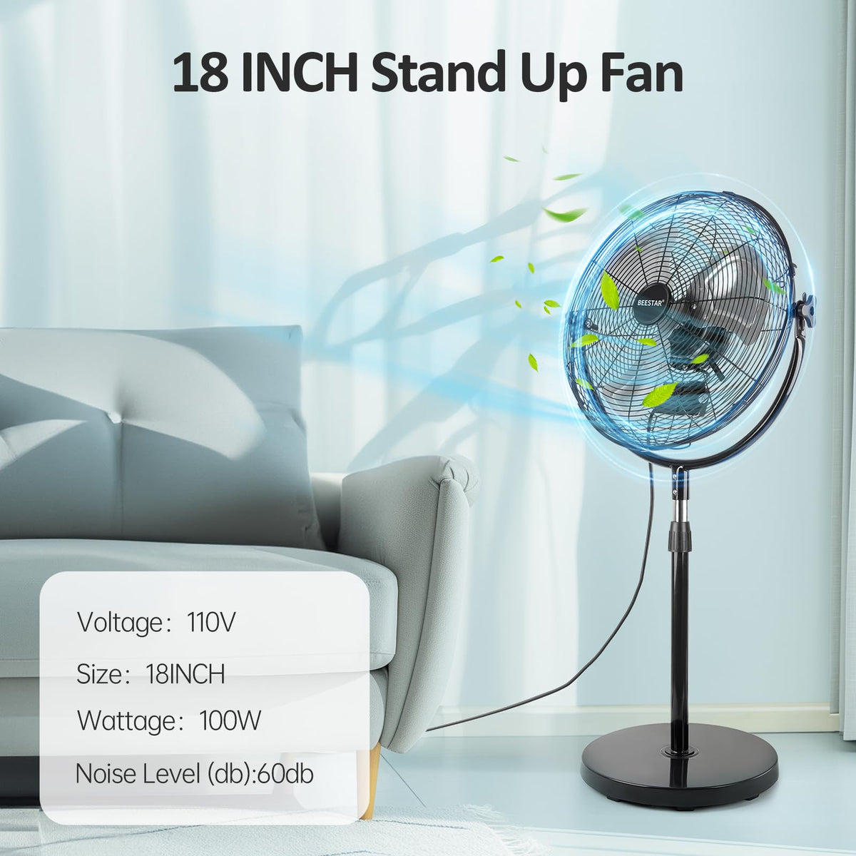 18 Inch High Velocity Metal Pedestal Fan A338