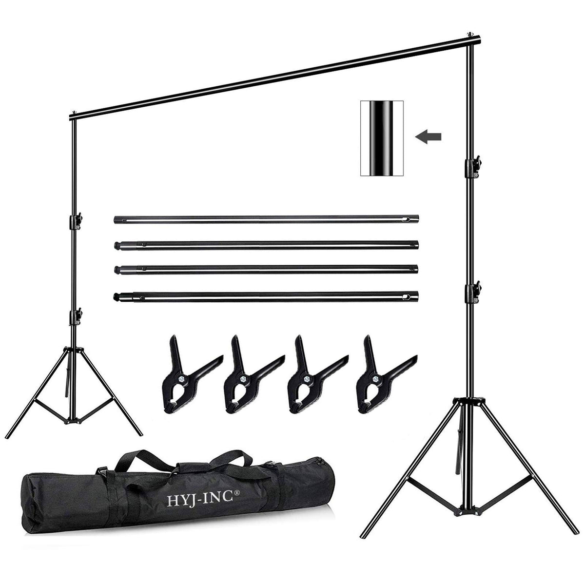12ft x 10ft Adjustable Photography Backdrop Stand Kit with Carry Bag O642464