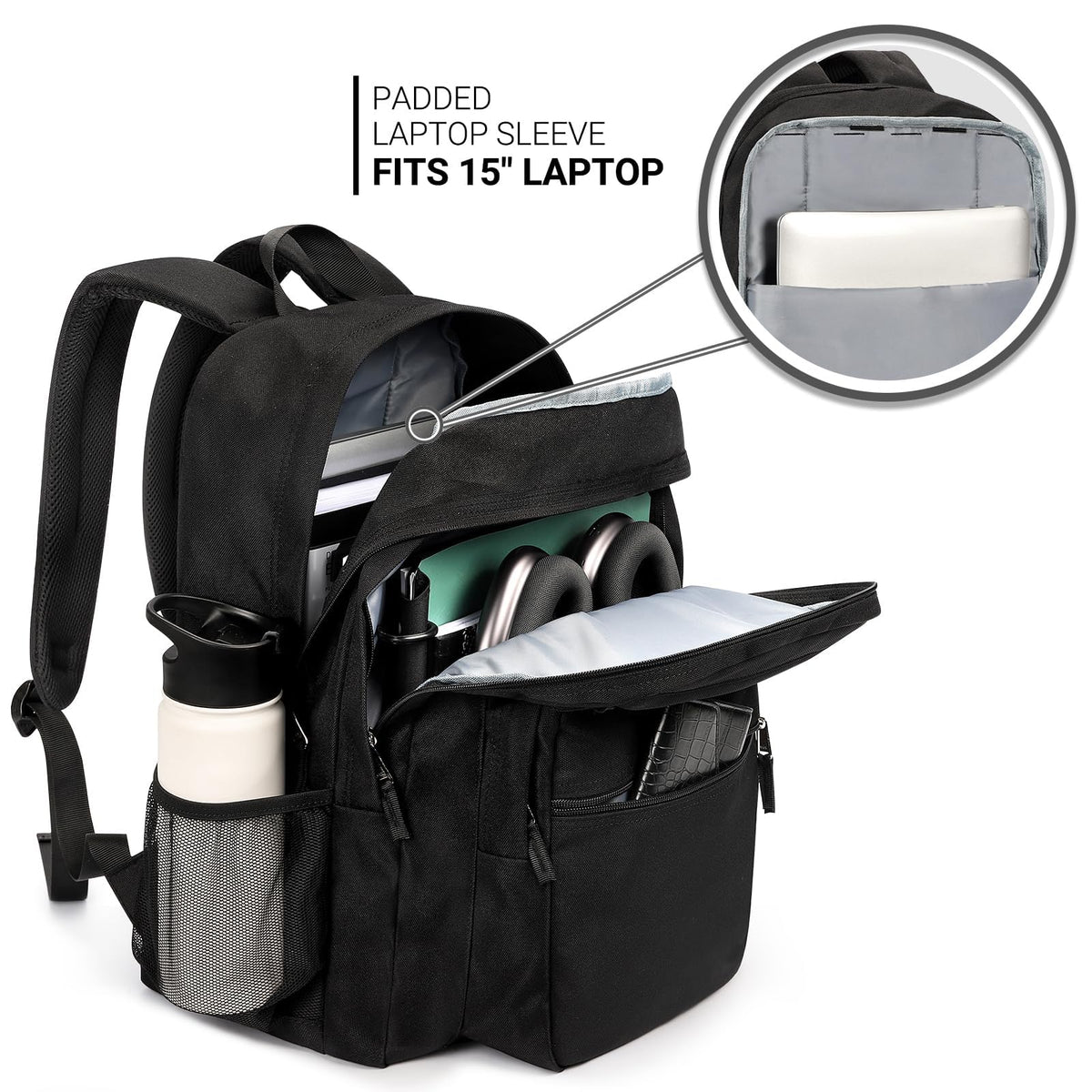 Black 26L Water Resistant Backpack I12693