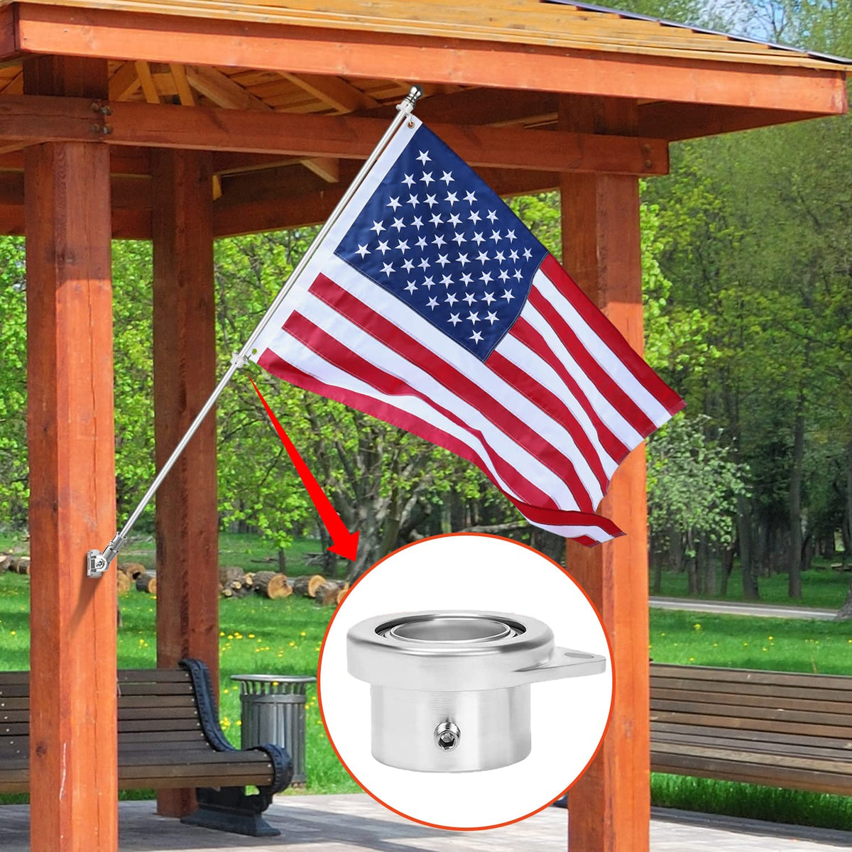 Heavy Duty T304 Stainless Steel Flag Pole Kit S3616