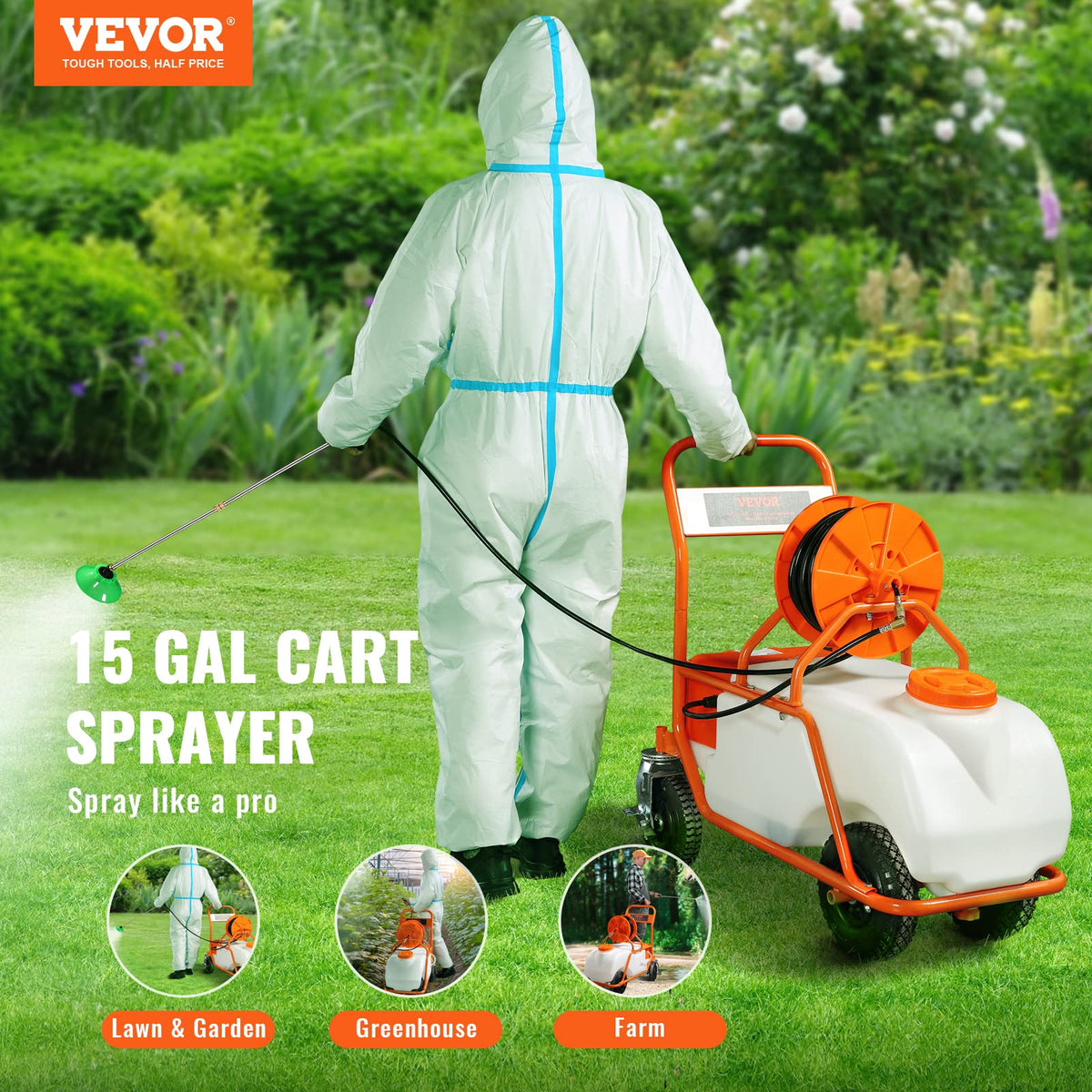 15 Gallon Battery Powered Garden Weed Sprayer with Surfactant L5829