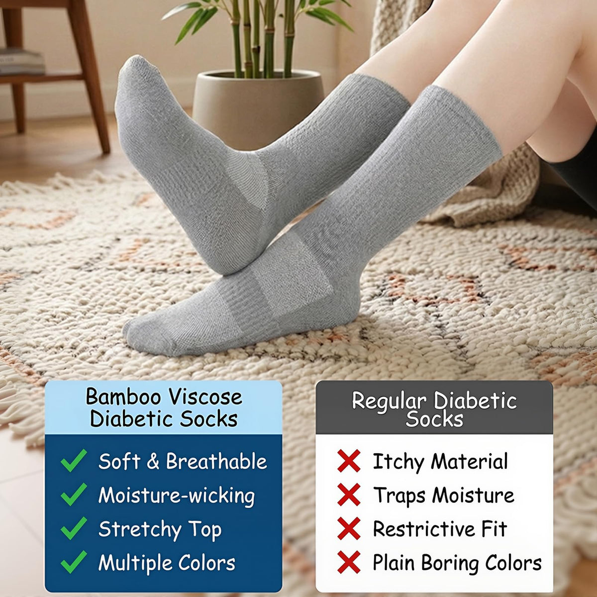 Bamboo Viscose Diabetic Socks for Women C728572