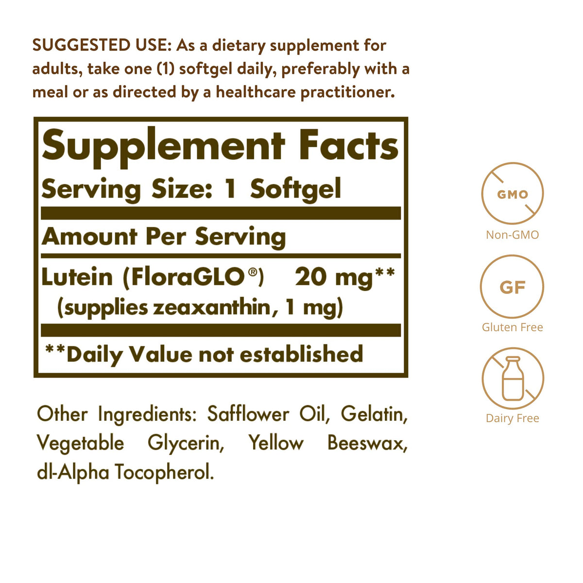 Lutein 20 mg 60 Softgels V1764