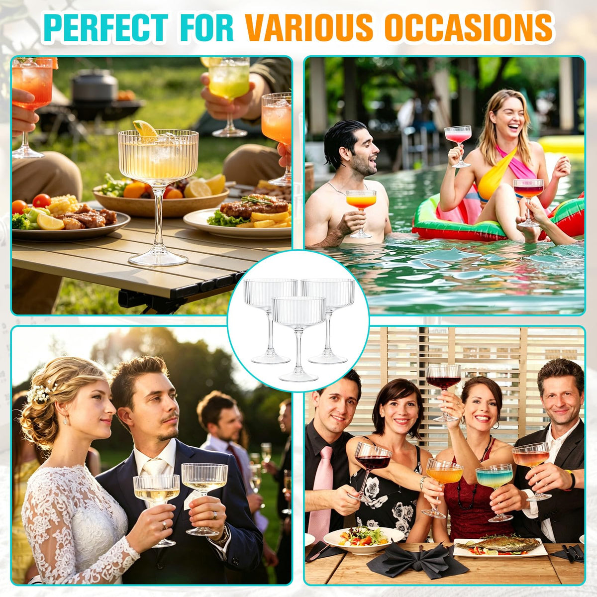 12 Pcs 10oz Plastic Martini Glasses L40006