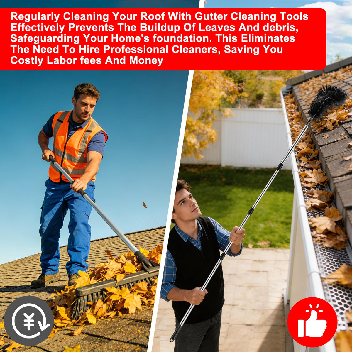 12.7FT Long Adjustable Gutter Cleaner & Brush L36561