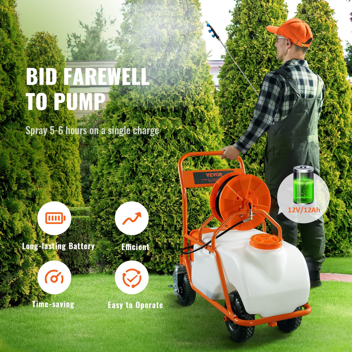 15 Gallon Battery Powered Garden Weed Sprayer with Surfactant L5829